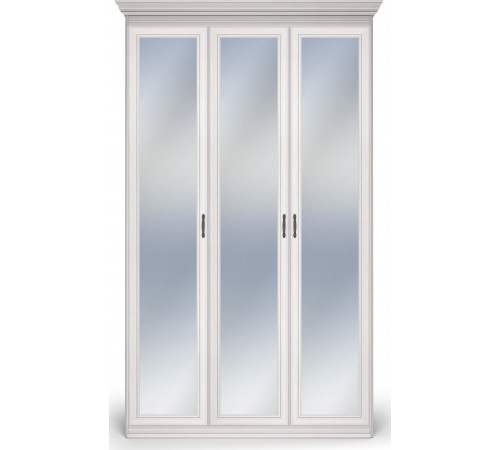 Шкаф 3-х дверный зеркальный Неаполь Ясень анкор светлый (патина "серебро")
