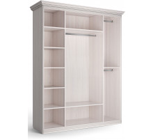 Шкаф 4-х дверный зеркальный Неаполь Ясень анкор светлый (патина "серебро")