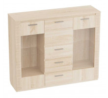 Широкий комод с баром для гостиной Элана, цвет Бодега белая